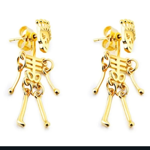 ๐๐NEW๐๐SUPER CUTE!! Stainless Steel Princess Skeleton Dangle Earrings - Picture 2 of 10